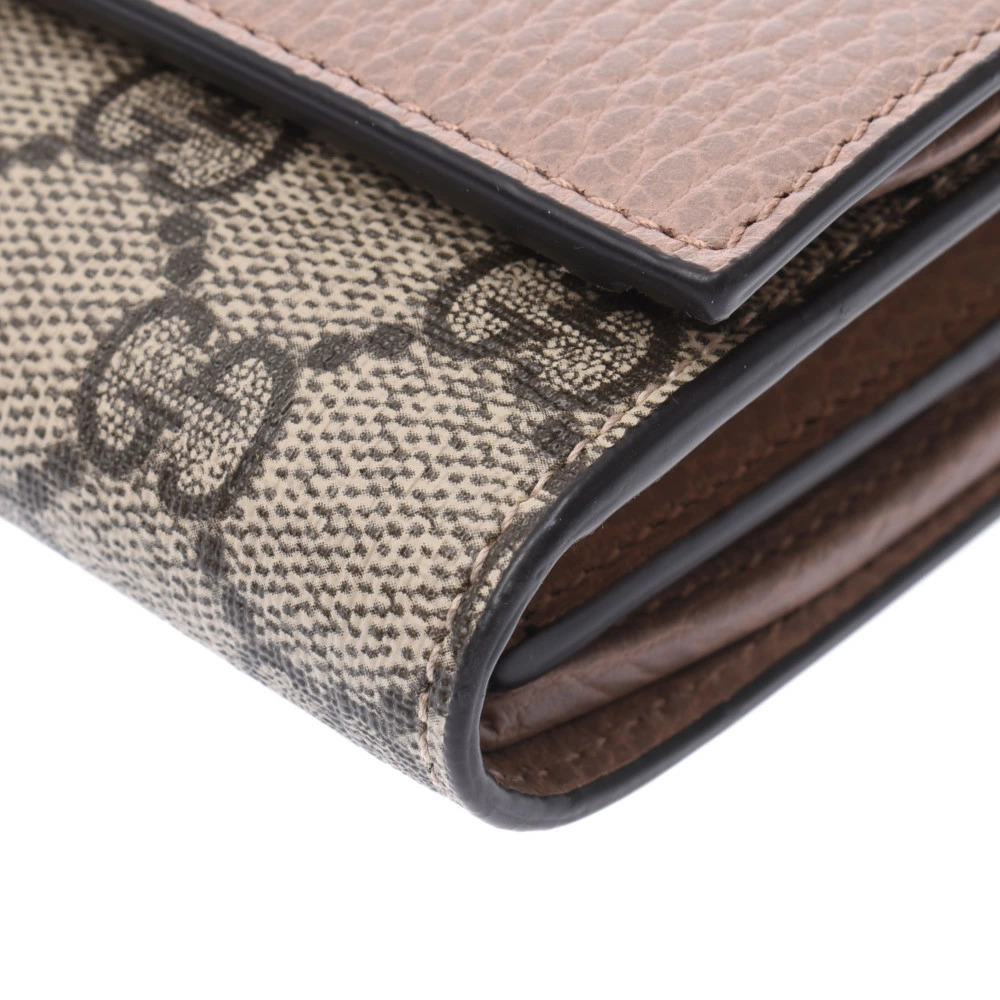 GUCCI GG Marmont Wallet Beige Pink Supreme Canvas Leather Bi fold - Picture 5 of 8